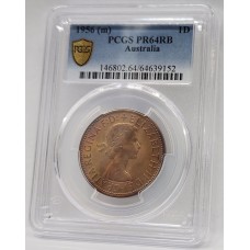 AUSTRALIA 1956 . ONE 1 PENNY . PROOF . PCGS PR64